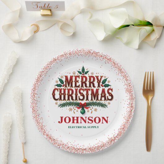 Rotes und grünes Weihnachtsbüros-Party Pappteller (Hochzeit)