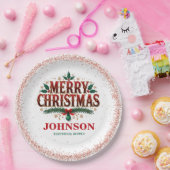 Rotes und grünes Weihnachtsbüros-Party Pappteller (Party)