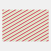 Rotes und grünes Weihnachtsdesign gestreift Geschenkpapier Set (Vorderseite 3)