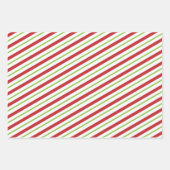 Rotes und grünes Weihnachtsdesign gestreift Geschenkpapier Set (Vorderseite 2)
