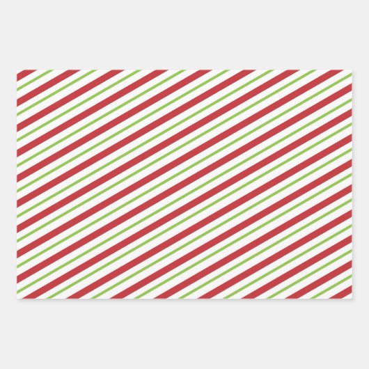 Rotes und grünes Weihnachtsdesign gestreift Geschenkpapier Set (Vorderseite 2)