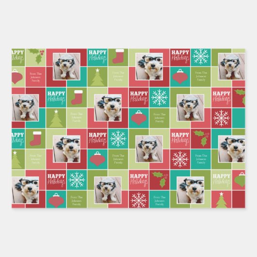 Rotes und grünes Weihnachtsgebäck mit Whimsikart-F Geschenkpapier Set (Vorderseite 3)