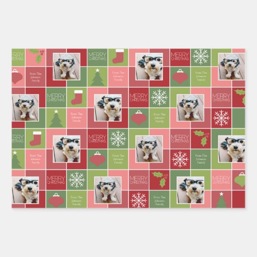 Rotes und grünes Weihnachtsgebäck mit Whimsikart-F Geschenkpapier Set (Vorderseite)