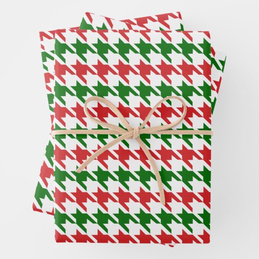 Rotes und grünes Weihnachtsmuster für Hahnentrittm Geschenkpapier Set (Beispiel)