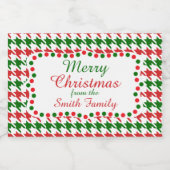 Rotes und grünes Weihnachtsmuster für Hahnentrittm Lebensmitteletikett (Einzelnes Label)