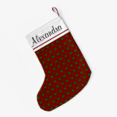 Rotes und grünes Weihnachtsmuster Monogramm Kleiner Weihnachtsstrumpf (Rückseite (Hängend))