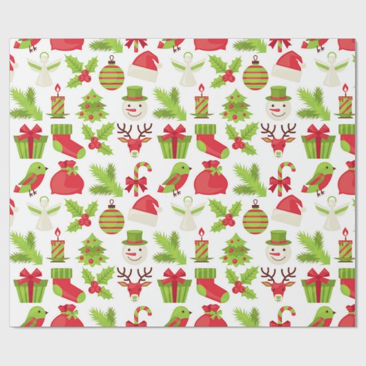 Rotes und grünes Weihnachtswrapping Paper Geschenkpapier (Flach)