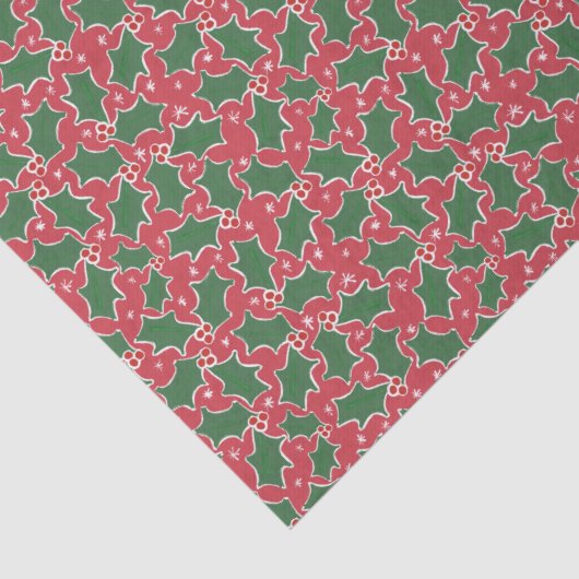 Rotes und grünes Weihnachtszettel Seidenpapier (Detail)