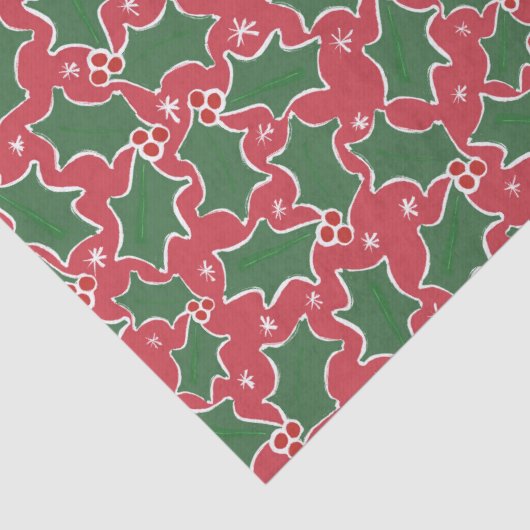 Rotes und grünes Weihnachtszettel Seidenpapier (Detail)