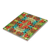 Rotes und grünes, weißes, romantisches Herzmuster Fliese (Seite)