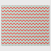 Rotes und grünes Zig Zag Strip Wrapping Paper Geschenkpapier (Flach)