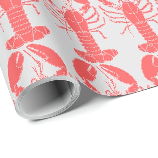 Rotes und hellgraues Panzerkrebs-Packpapier Geschenkpapier (Rolleneckpunkt)