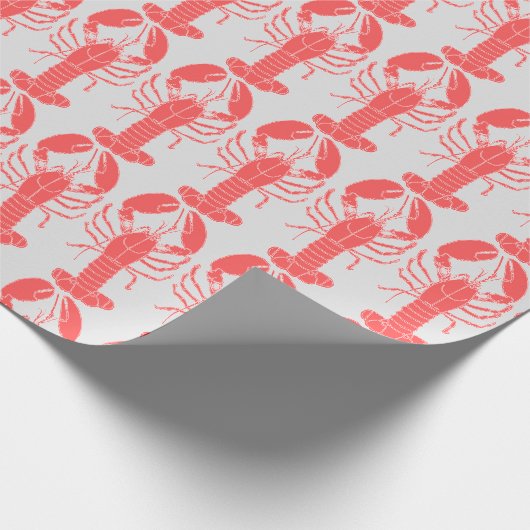 Rotes und hellgraues Panzerkrebs-Packpapier Geschenkpapier (Ecke)