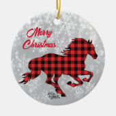 Rotes und Kariertes Pferd Keramik Ornament (Vorne)