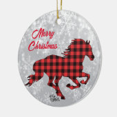 Rotes und Kariertes Pferd Keramik Ornament (Links)
