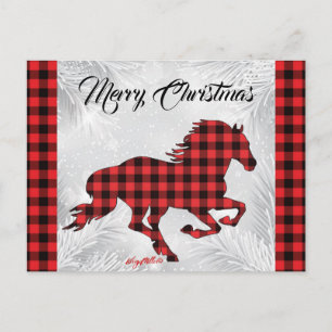 Rotes und Kariertes Pferd Weihnachten Postkarte