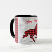 Rotes und Kariertes Pferd Weihnachten Tasse (Vorderseite Links)