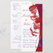 Rotes und lila Blattdesign Hochzeitsprogramm Programm (Vorne/Hinten)