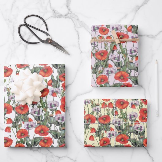 Rotes und Lila Muster Geschenkpapier Set (Vorderseite)