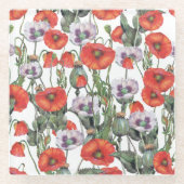 Rotes und Lila Muster Glasuntersetzer (Vorderseite)