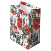 Rotes und Lila Muster Mittlere Geschenktüte (Vorderseite Schrägansicht)