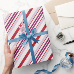 Rotes und lila Streifengewebe des modernen Chic Geschenkpapier