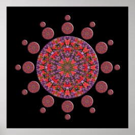 Rotes und Lila Tulip Mandala Fraktal Poster