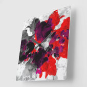 Rotes und lila Überweiß des abstrakten Quadratische Wanduhr (Winkel)