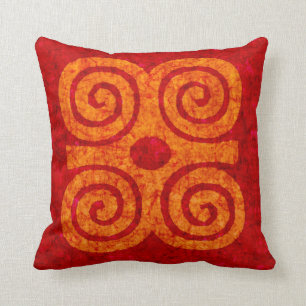 Rotes und orange Batik-Entwurfs-Akzent-Kissen Kissen