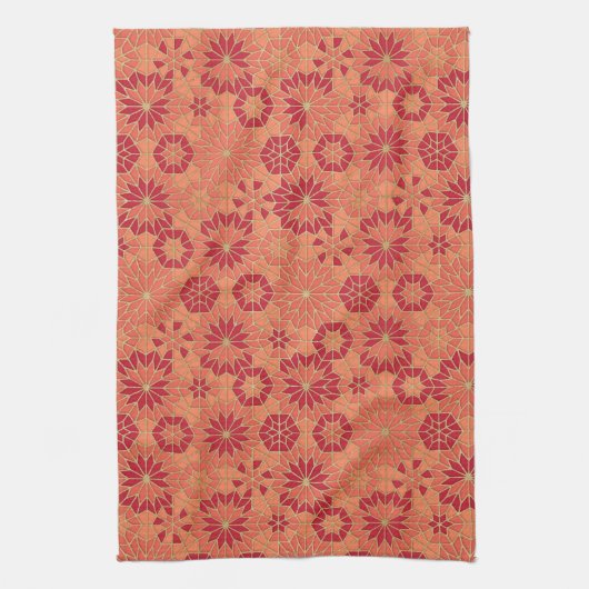 Rotes und orangefarbenes Muster Geschirrtuch (Vertikal)