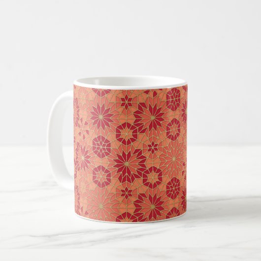 Rotes und orangefarbenes Muster Kaffeetasse (Vorderseite Links)