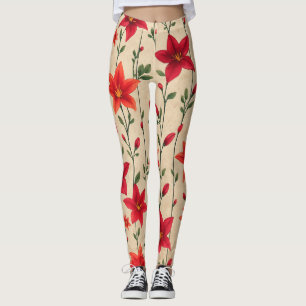 Rotes und orangefarbenes Muster Leggings