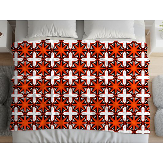 Rotes und oranges geometrisches Muster  Fleecedecke