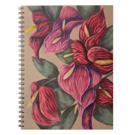 Rotes und rosa Anthurium-Notebook Notizblock