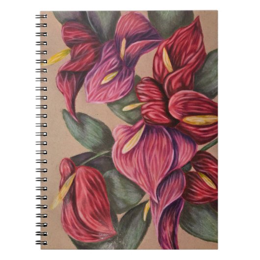Rotes und rosa Anthurium-Notebook Notizblock (Vorderseite)