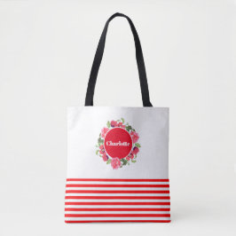 Rotes und rosa Blumenkraut Tasche
