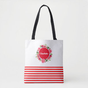 Rotes und rosa Blumenkraut Tasche