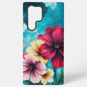 Rotes und rosa Blumenmuster mit gelben Akzenten Samsung Galaxy Hülle