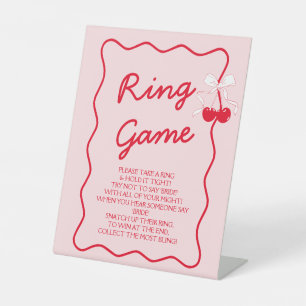 Rotes und rosa Brautparty Ring Game Sockelschild