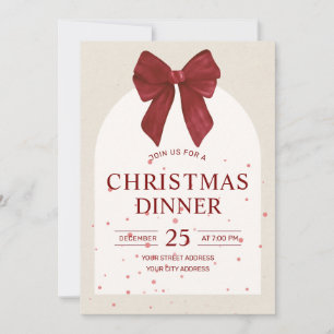 Rotes und rosa elegantes Weihnachtsessen Party Feiertagskarte