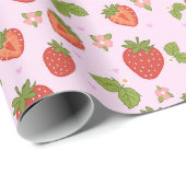 Rotes und rosa Erdbeermuster-Geschenkpapier Geschenkpapier (Rolleneckpunkt)