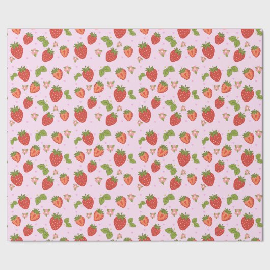 Rotes und rosa Erdbeermuster-Geschenkpapier Geschenkpapier (Saum)