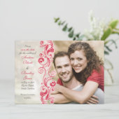 Rotes und rosa Foto Save the Date Karte (Stehend Vorderseite)