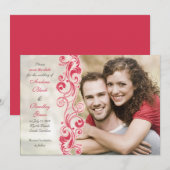 Rotes und rosa Foto Save the Date Karte (Vorne/Hinten)