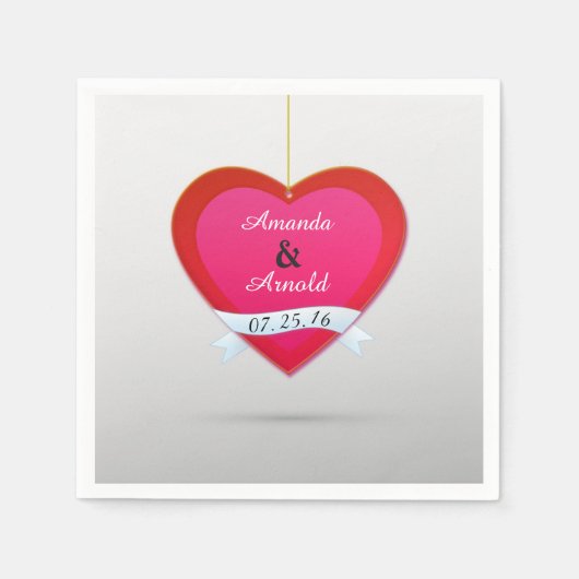 Rotes und rosa Heart Cocktail Papier Napkins Serviette (Vorderseite)