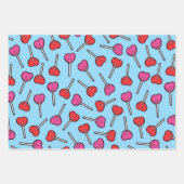 Rotes und rosa Herz Lollipops Muster Geschenkpapier Set (Vorderseite 2)