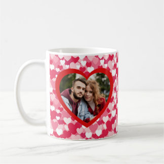 Rotes und rosa Herz Muster Zwei Foto Personalisier Kaffeetasse