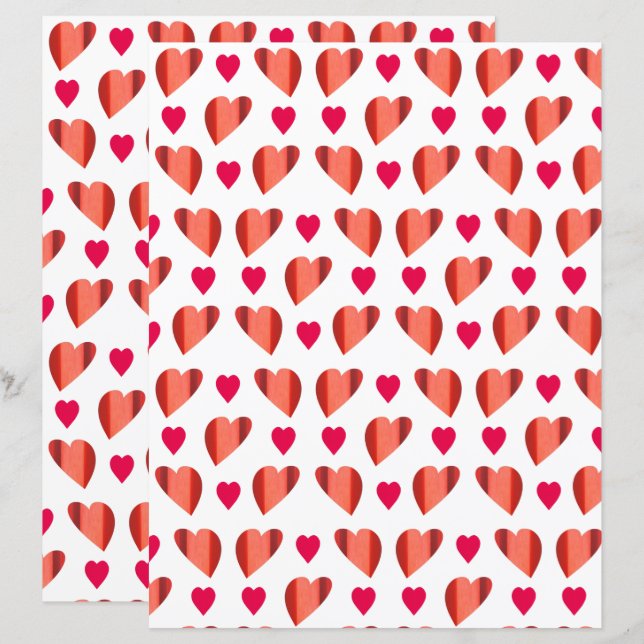 Rotes und rosa Herz-Scrapbook Papier (Vorne/Hinten)