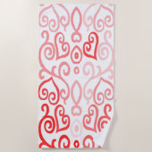 Rotes und rosa Herz Strandtuch (Vorderseite)