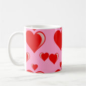 Rotes und rosa Herz-Valentinstag-Muster Kaffeetasse (Links)